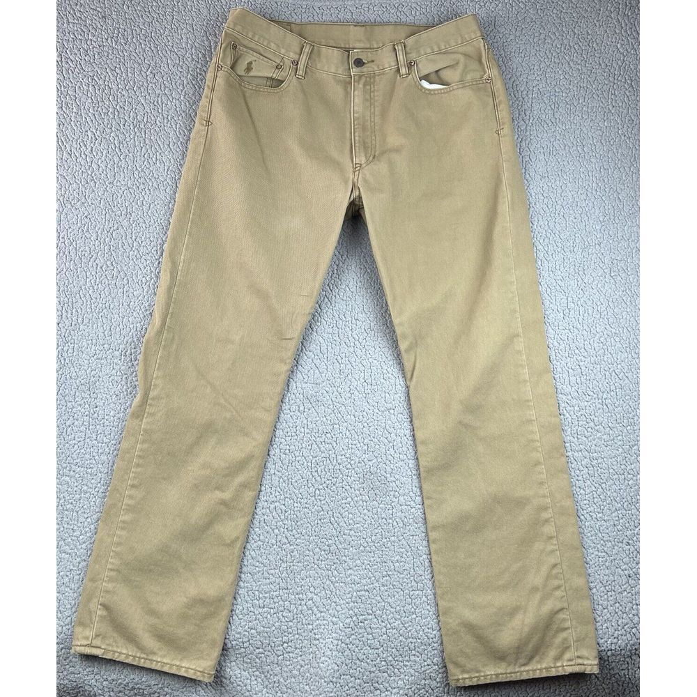 Polo Ralph Lauren 867‎ Classic Jeans Mens 36x32 Khaki Tan Denim Straight Leg